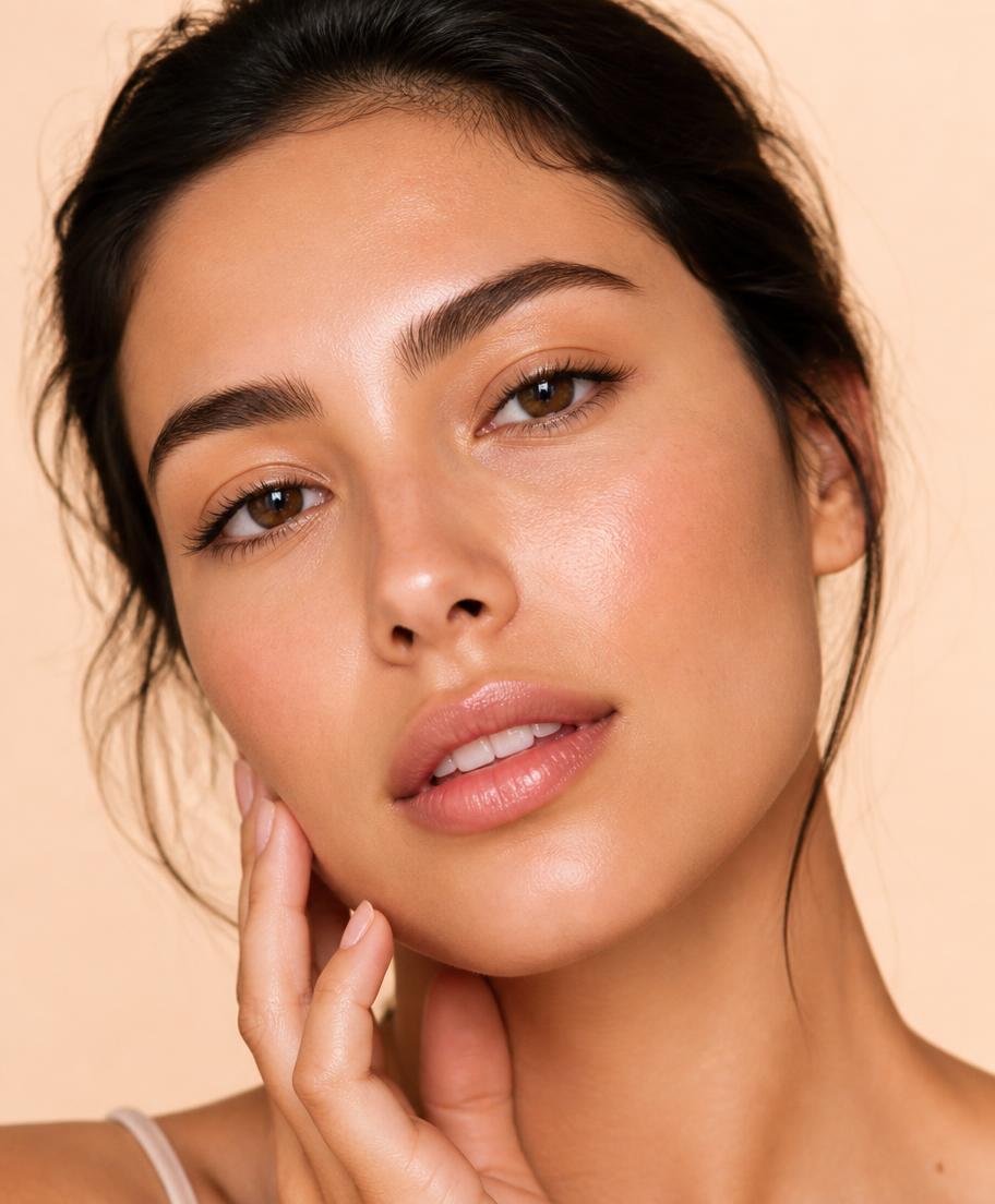 Portrait beauté d'une femme à la peau lumineuse